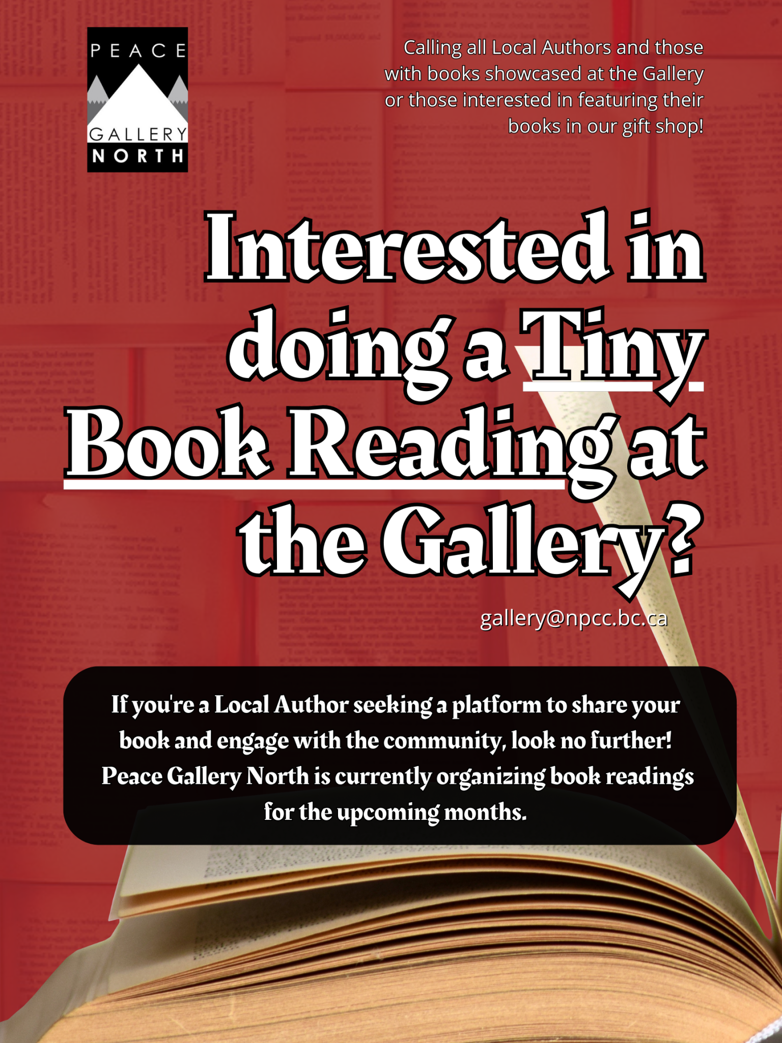 Book Reading At The Gallery – OPEN CALL